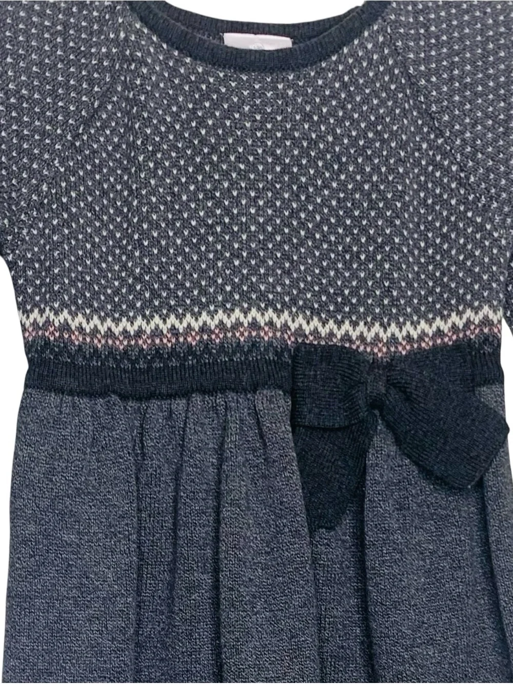Hanna Andersson Grey Wool Blend Storyteller Nordic Fair Isle Sweater Dress 8